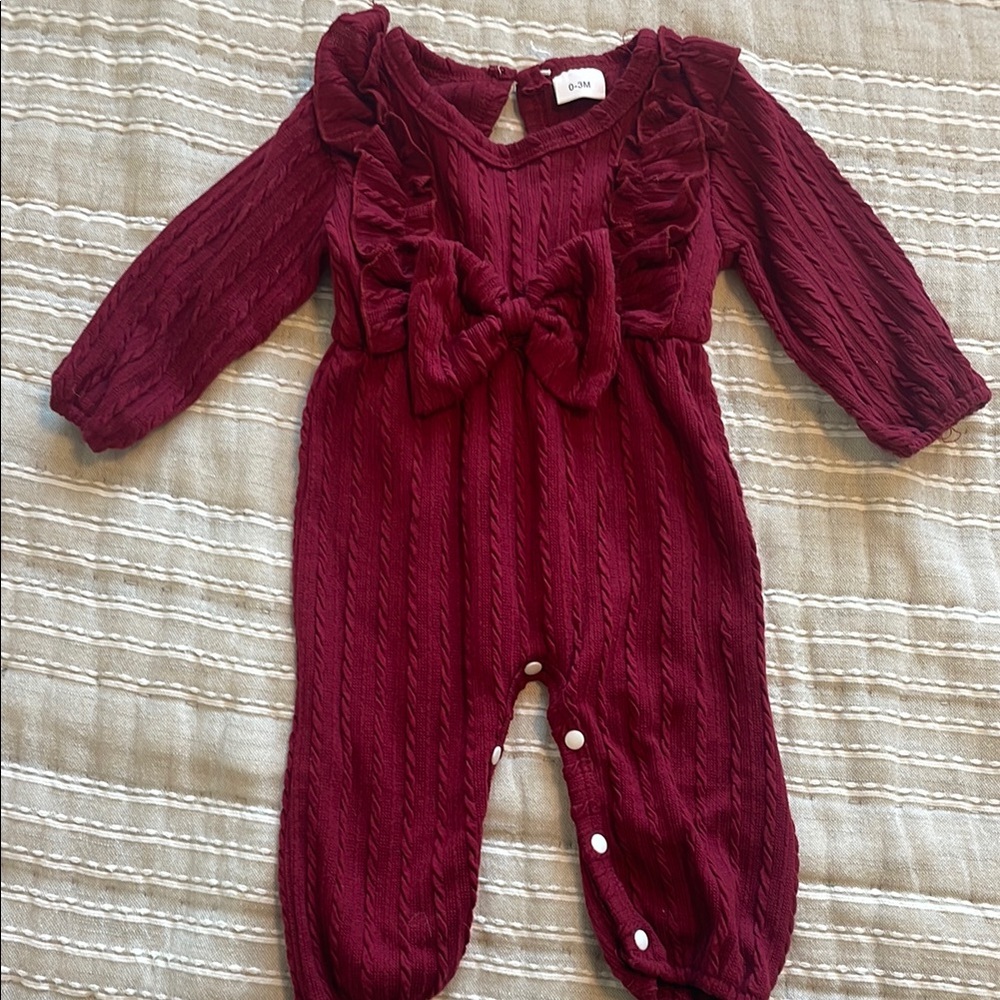Burgundy Ruffled Kids One Piece